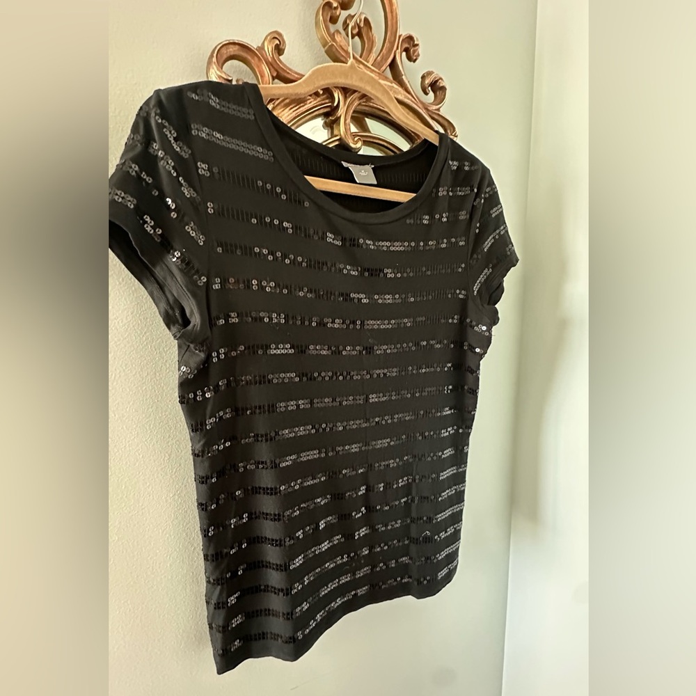 Ann Taylor Black Sequin Women's Top
